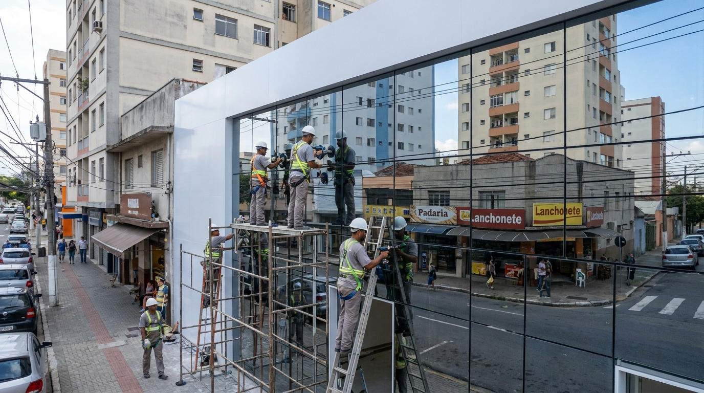 Fachada espelhada em esquina em Barueri-SP